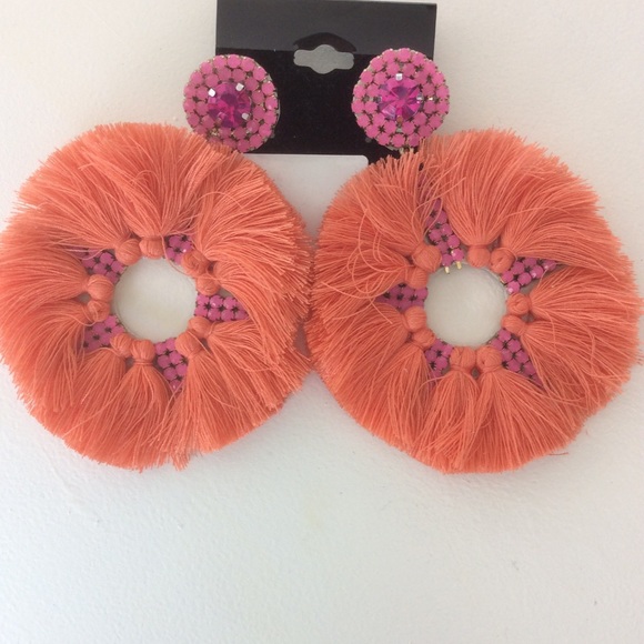 Treasure Jewels Fiesta Earrings In Orange & Pink - Picture 1 of 3